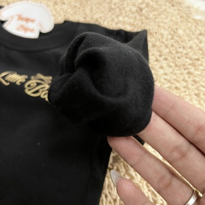 Conj. Casaco Life needs a Little Bow e Calça Legging - Preto e Dourado